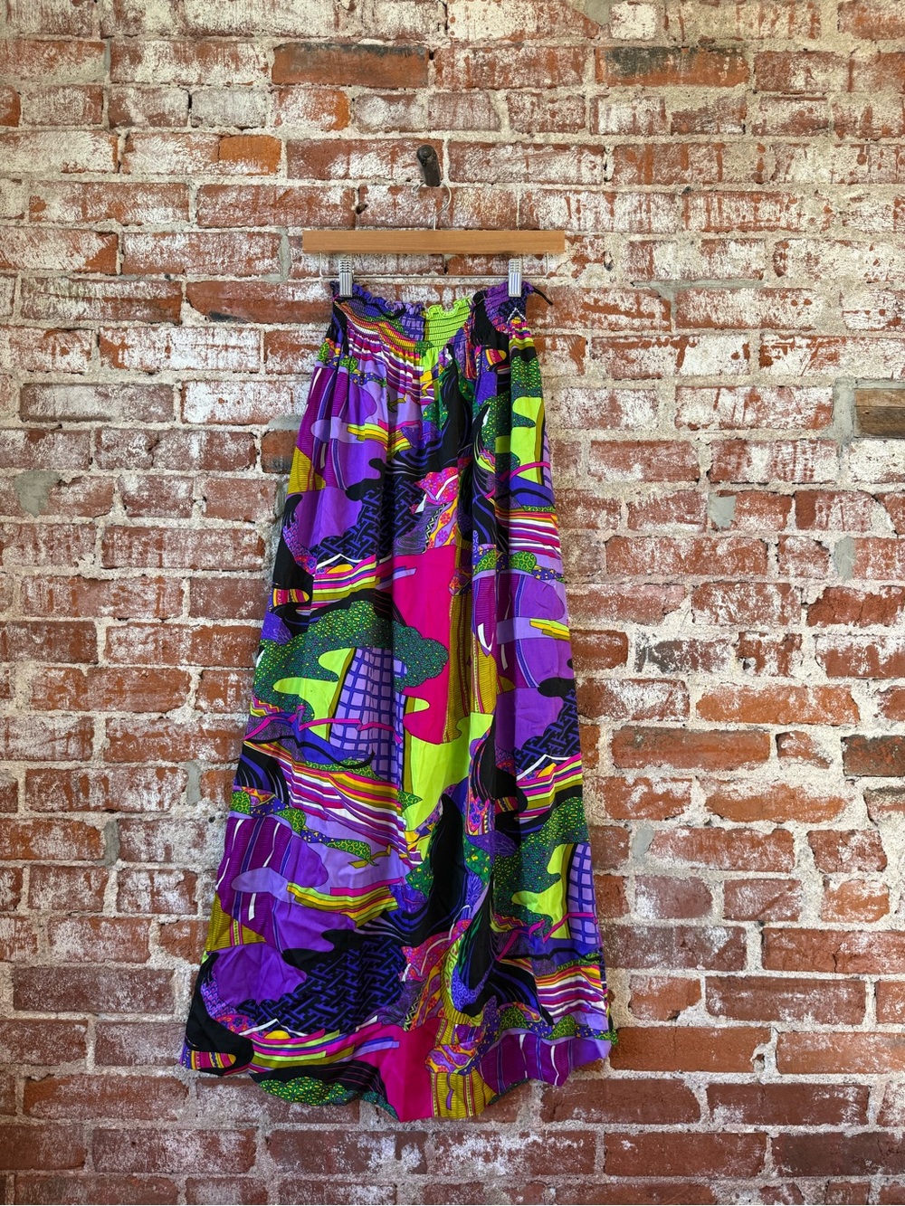 Vintage 70s Alice Of California  Maxi Skirt psychedelic lady with long hair S